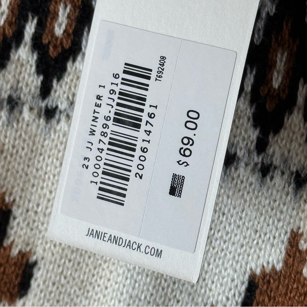NWT Janie and Jack Bear Fair Isle Shawl Collar Sweater 6 - Picture 8 of 10